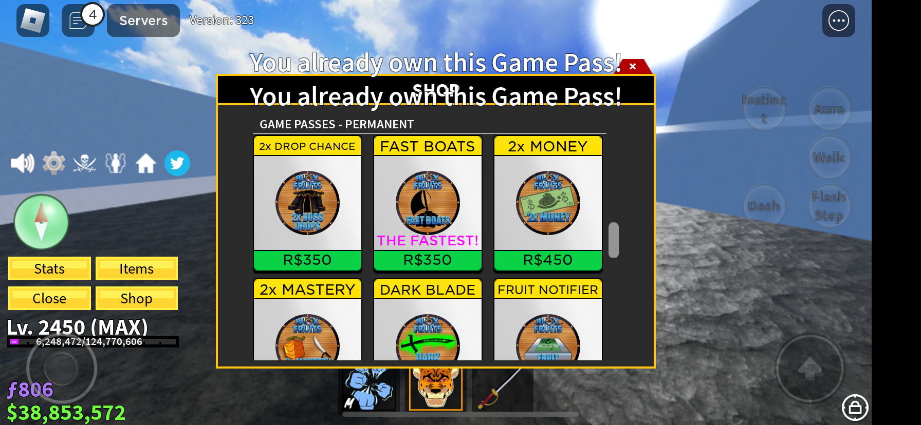 Blox fruit account maximum level including game pass
